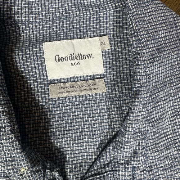 Goodfellow & Co Shirt Mens XL Blue Plaid Linen Blend Long Sleeve Button Up - Picture 3 of 4